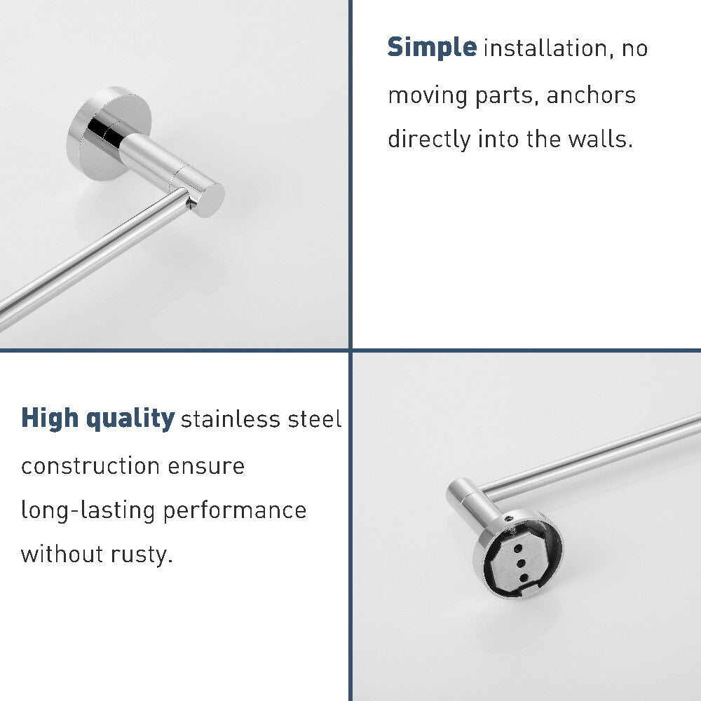Wall Mounted Holder Set Towel Rack Batoroom Toilet Paper Holder Robe Hook Chrome