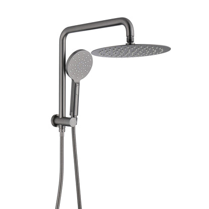 Decaura Bathroom Rain Shower Head Set Round Gooseneck Shower Arm Gunmetal Grey