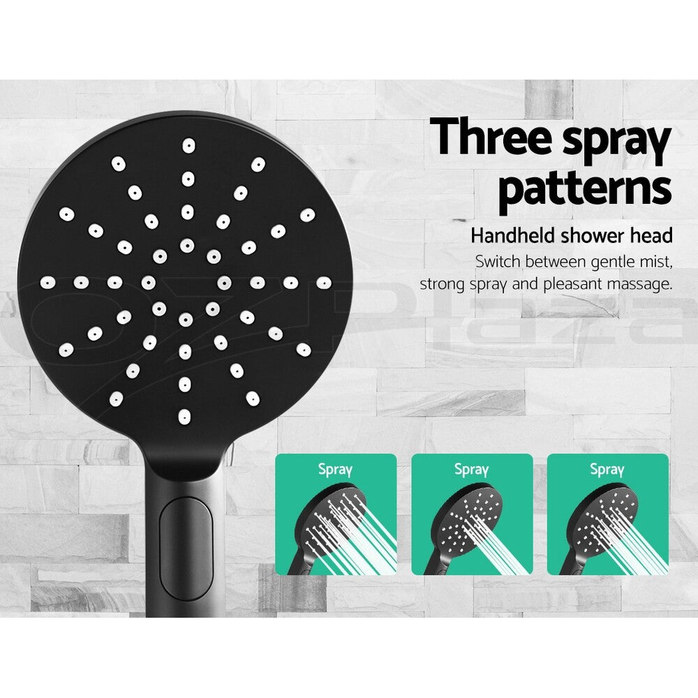 Cefito 9'' Rain Shower Head Mixer Round Handheld High Pressure Wall Black