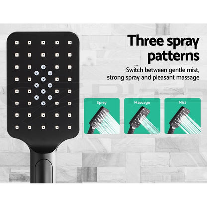 Cefito Shower Head Set 8" Rain Shower Head 2 in 1 High Pressure Brass Black