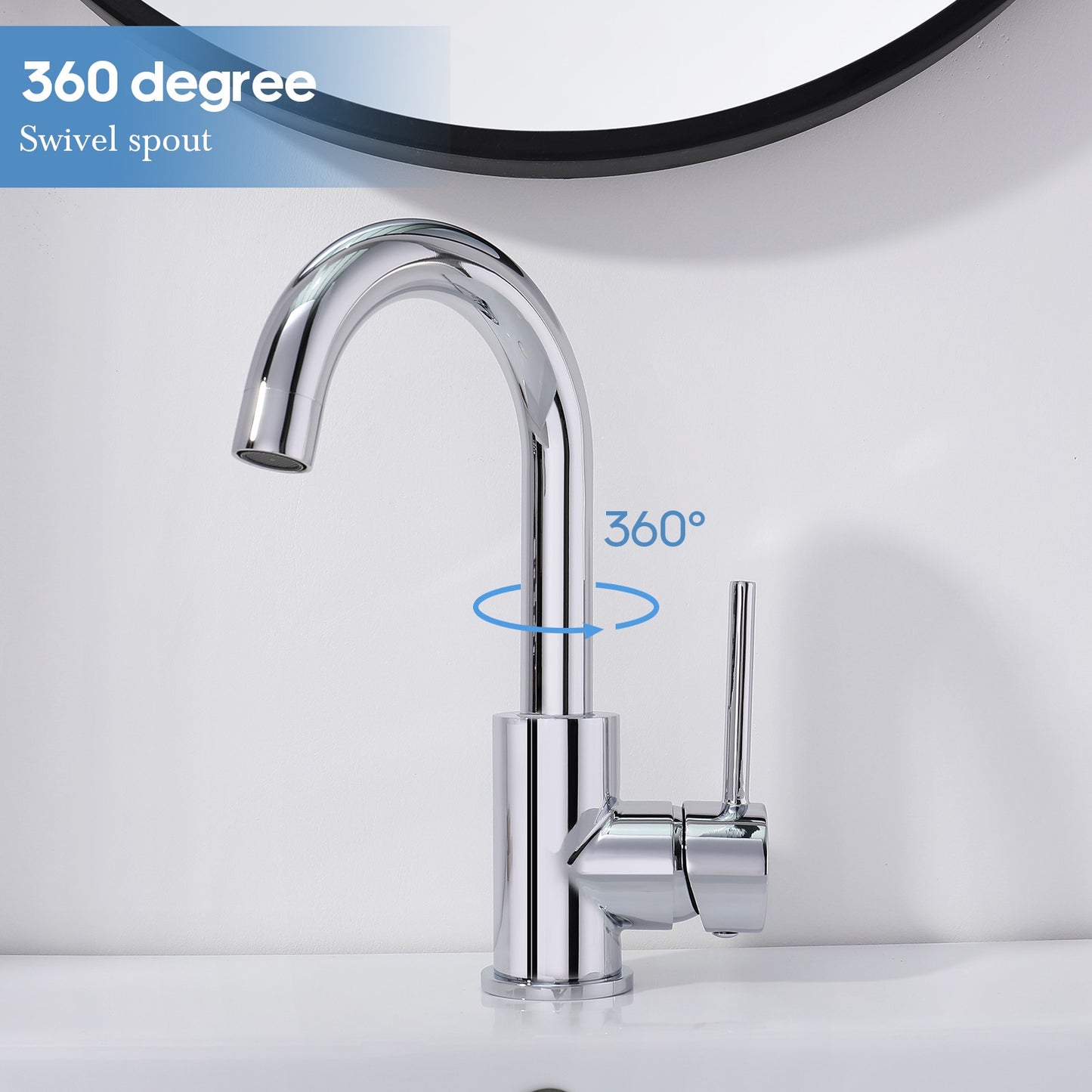 Decaura Bathroom Basin Mixer Tap Chrome Swivel Gooseneck Arm 170mm Spout Height