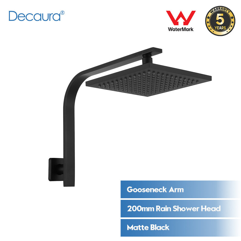 Decaura Square Rain Shower Head Set Matte Black Bathroom Wall Tapware Mixer Taps