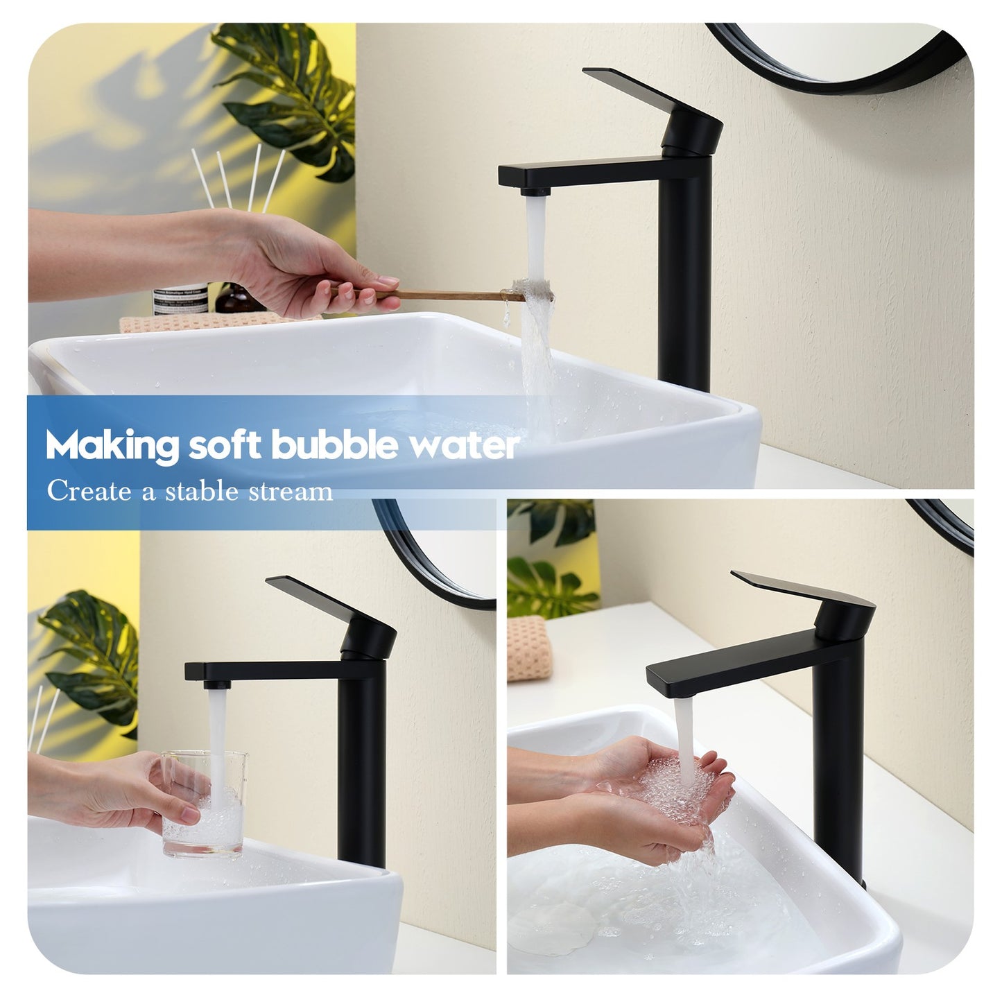 Decaura Tall Black Bathroom Tap Basin Mixer Taps Vanity Basin Taps