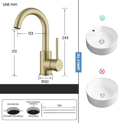 Decaura Bathroom Basin Vanity Mixer Tap Brushed Nickel/Chrome/Black/Brushed Gold