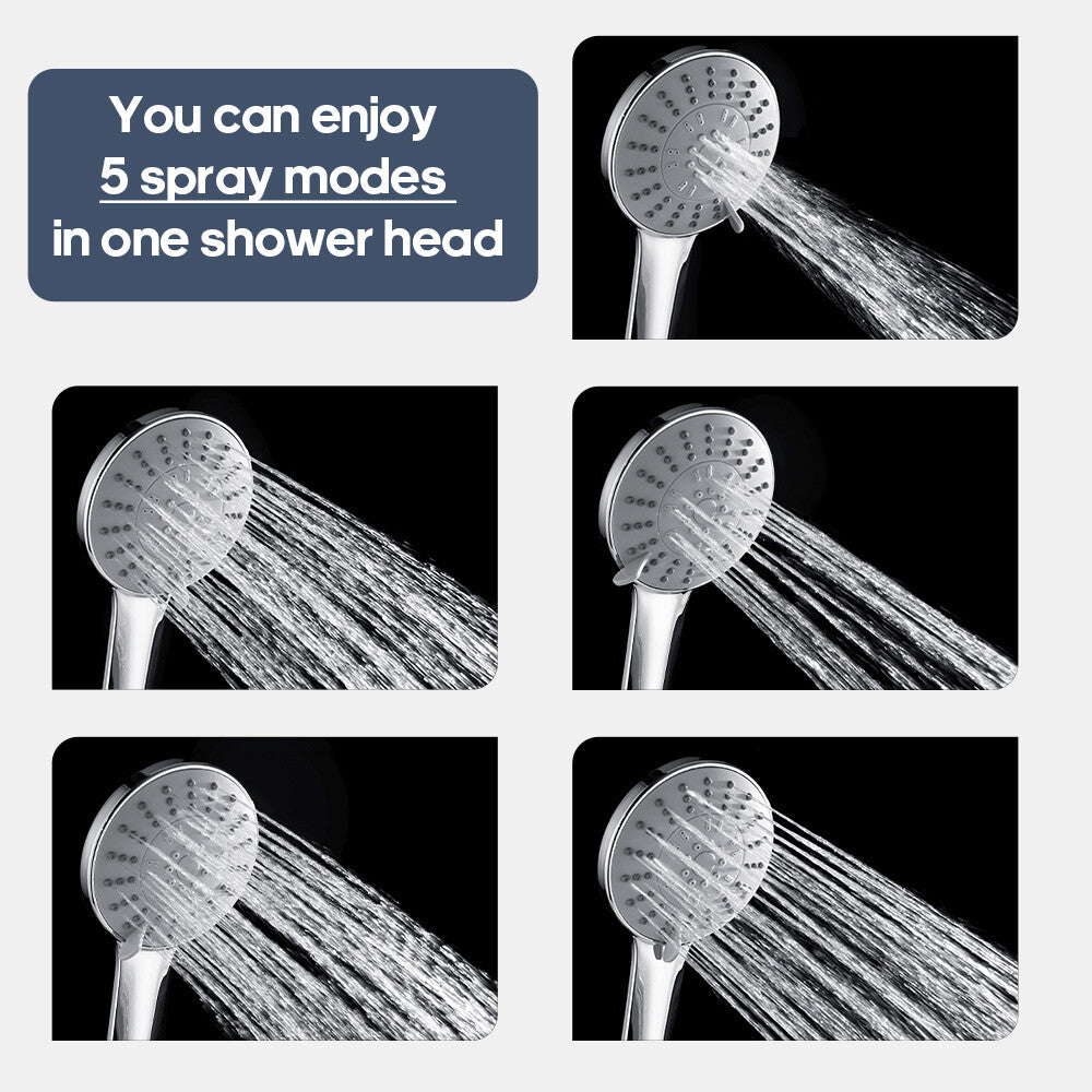 Decaura Round/Square Hand Held Shower Head 3/4/5-Mode Spray with Shower Hose