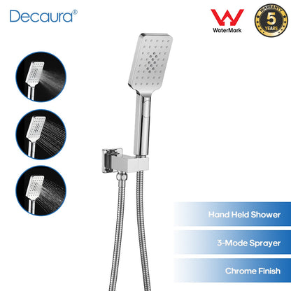 Decaura Square Hand Held Shower Head Set Chrome Handset Bathroom Wall Taps