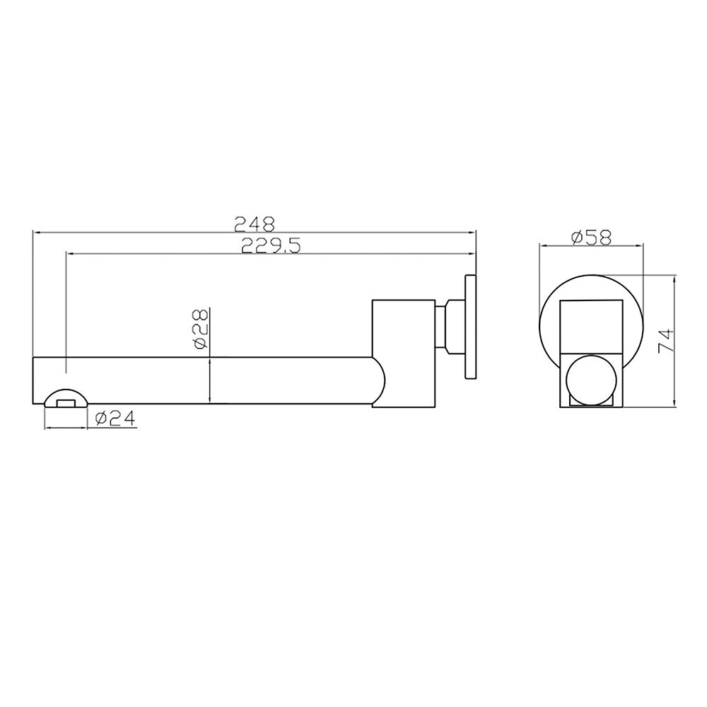 Decaura Bath Spout Brass 180° Swivel Arm Black Wall Mounted Bathroom Basin