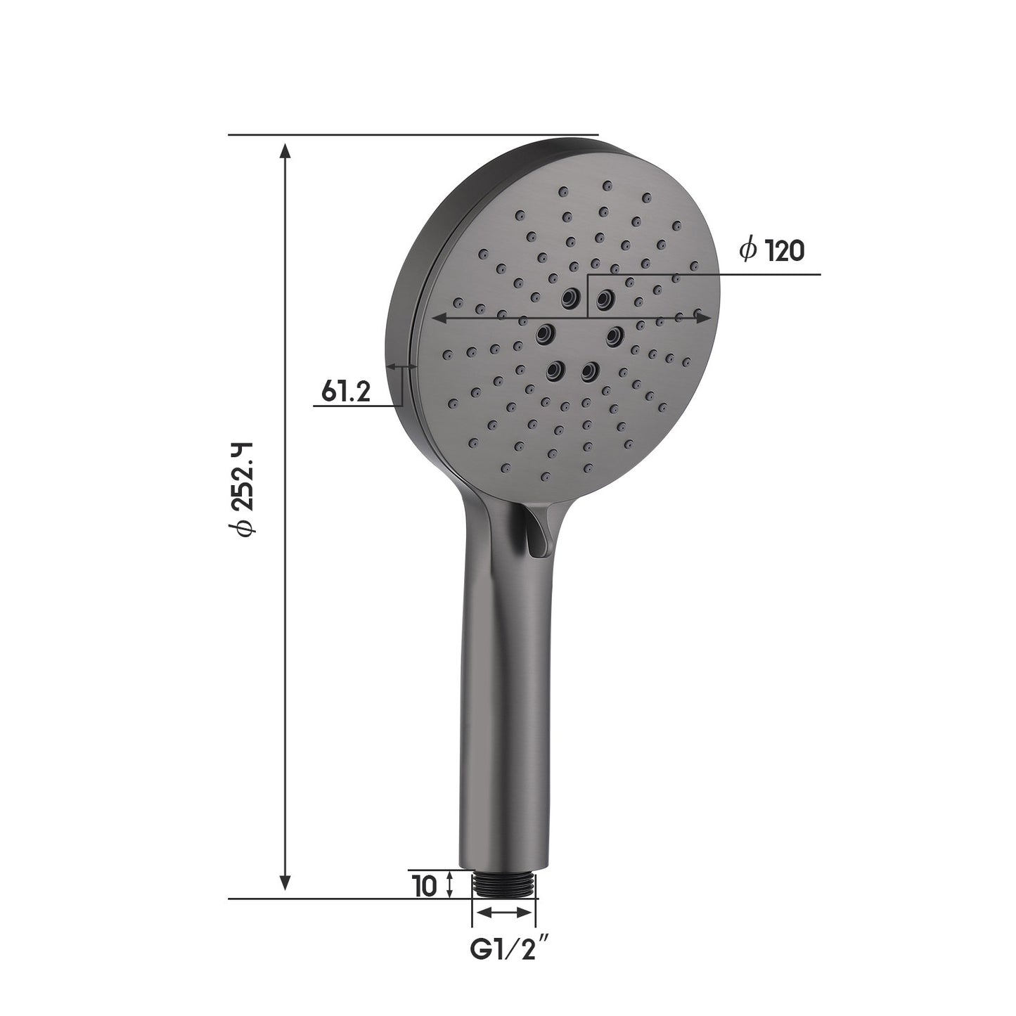 Decaura Handheld Shower Head 3-Mode with Shower Hose 1.5m Brushed Gunmetal