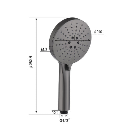 Decaura Handheld Shower Head 3-Mode with Shower Hose 1.5m Brushed Gunmetal