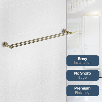 Brushed Gold Set Toilet Paper Holder Towel Rail Rack Shelf Robe Hooks Bathroom