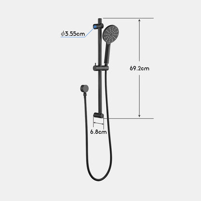Decaura 3-Mode Hand Held Shower Head on sliding Rail Bar Matte Black Bathroom