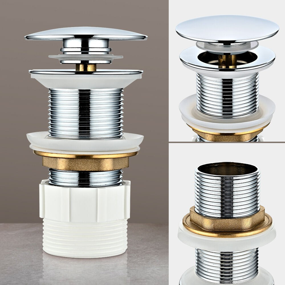 Simplus Pop Up Waste without Overflow Vanity Basin Push Plug Drain WaterMark