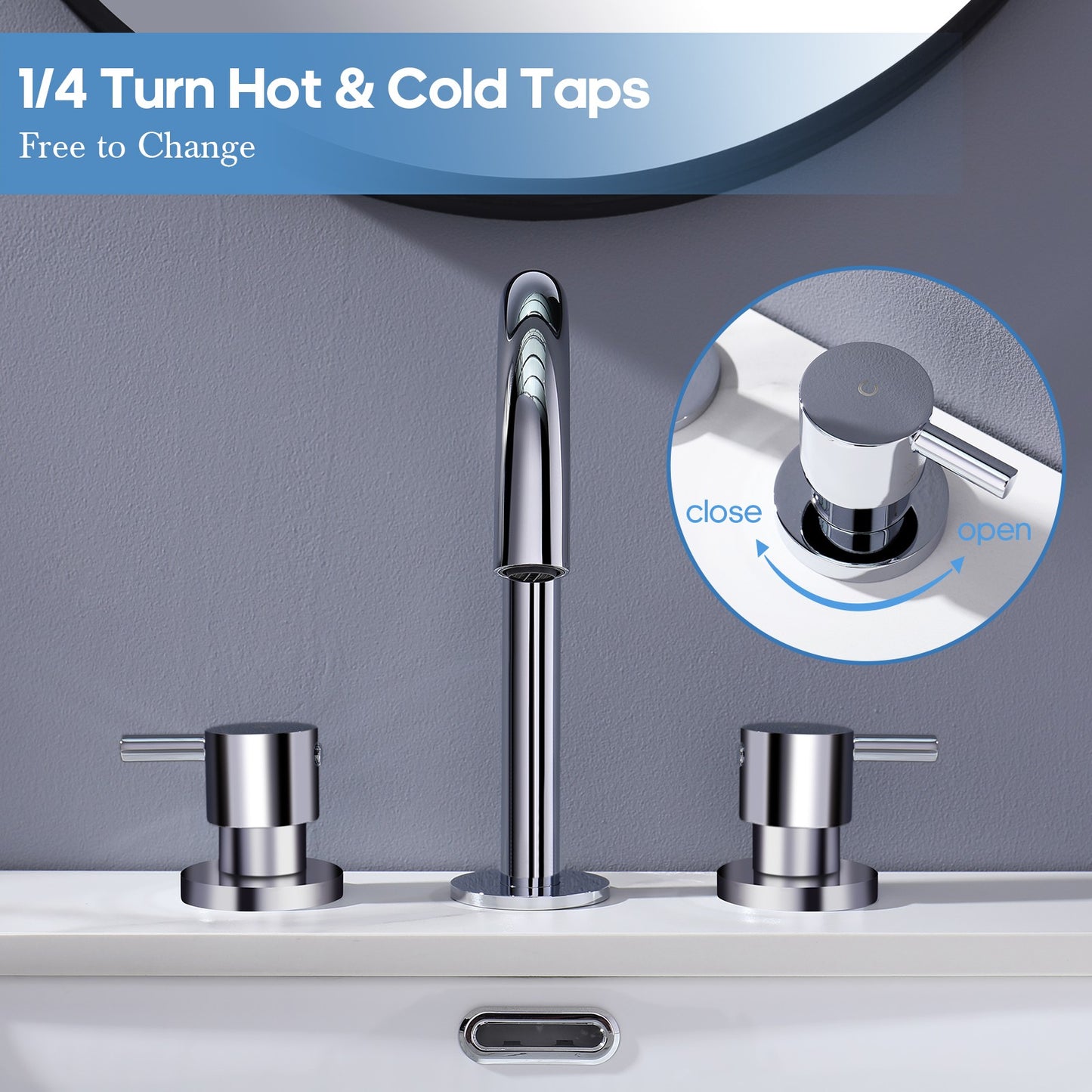 Decaura Basin Tap Set 1/4 Turn Swivel Spout Deck Mounted Gold/Black/Silver