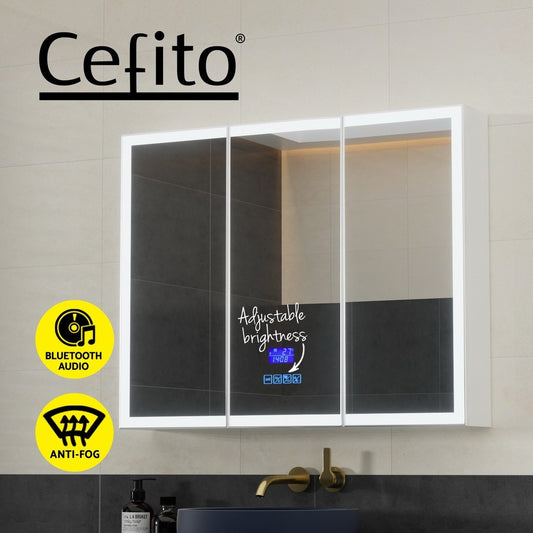 Bathroom Mirror Cabinet LED Light 900x720mm Medicine Wall Storage