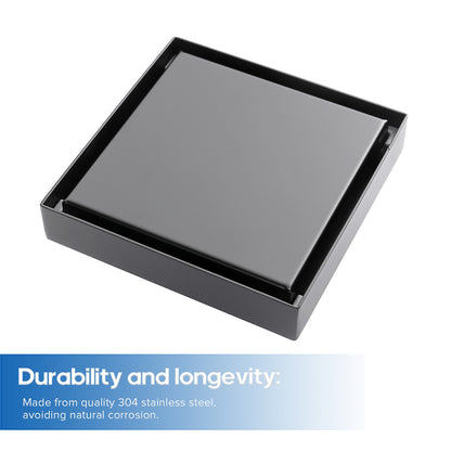 Decaura Shower Grate Drain Brushed Gunmetal Tile Insert Floor Waste Square 50mm