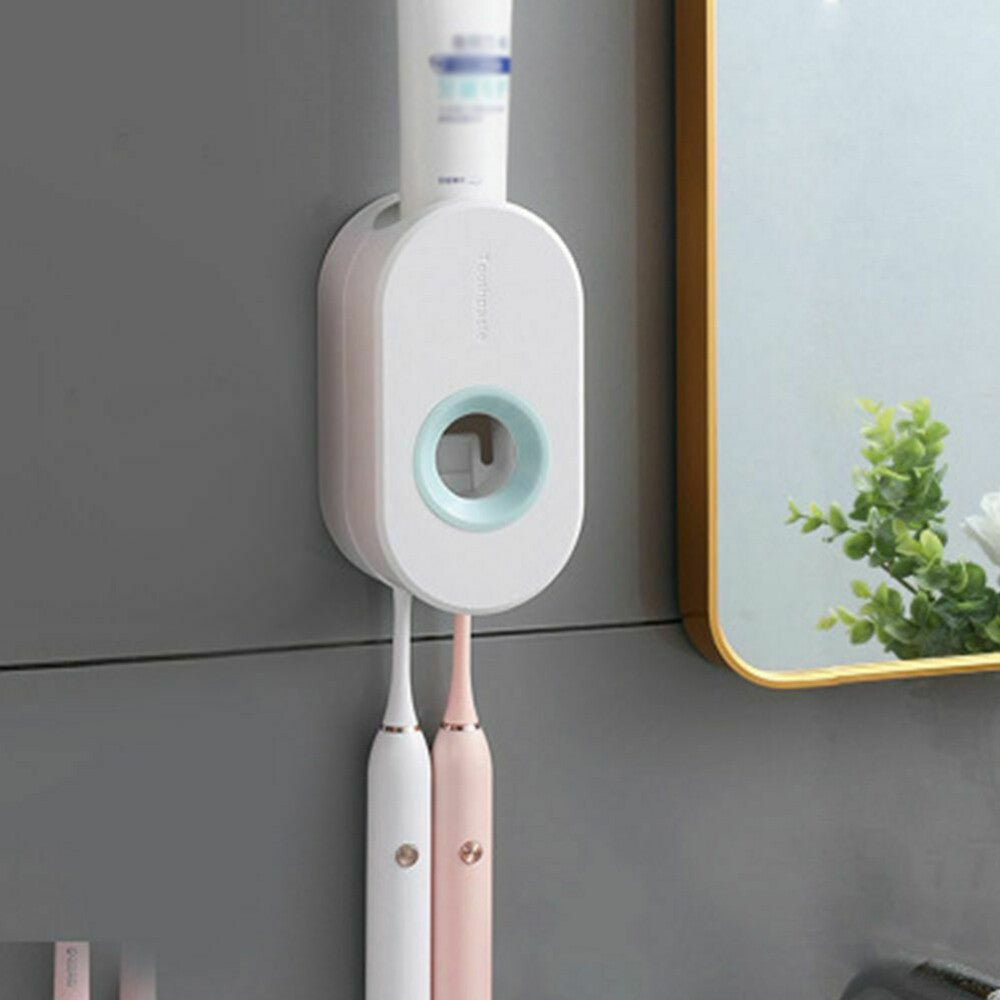 Toothbrush Holder Automatic Toothpaste Dispenser Bathroom Wall-mounted Rack NEW