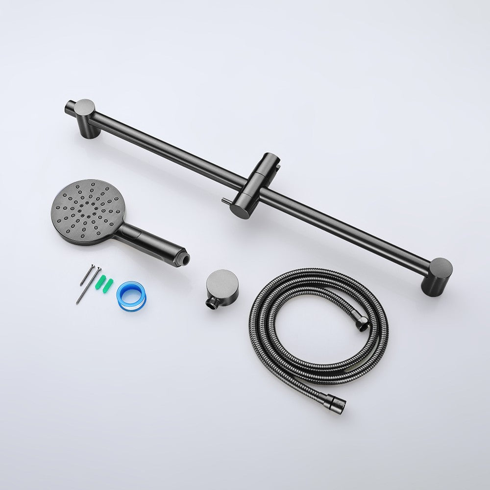 Decaura Brushed Gunmetal Hand Held Shower Head on Sliding Rail Set 3-Mode Spray