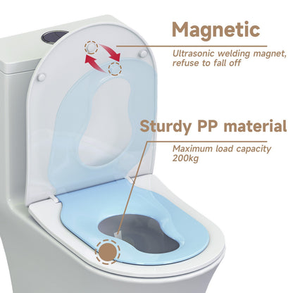 AQUATIZ Blue D-Shaped Family Toilet Seat with Built-in Potty Training Seat