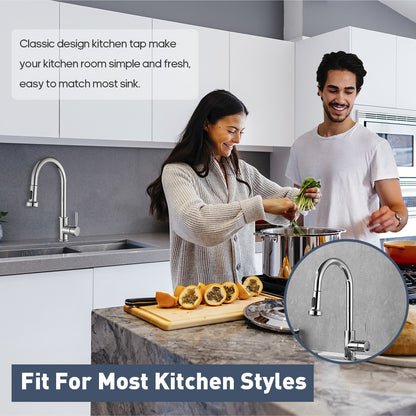Decaura Kitchen Mixer Tap Pull Out Chrome Sink Faucet 360° Swivel Gooseneck Arm