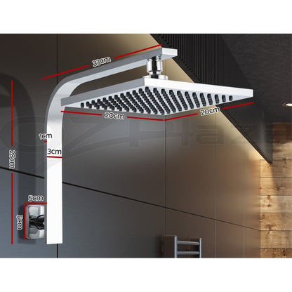 Cefito 8'' Rain Shower Head Set Square High Pressure Wall Arm Chrome