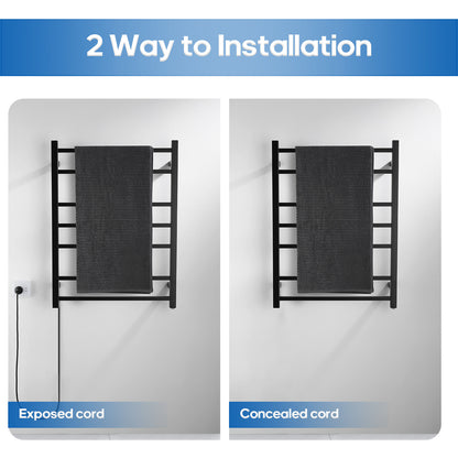 Decaura Wall Mounted Heated Towel Rail 7 Bars 304 Stainless Steel Round/Square