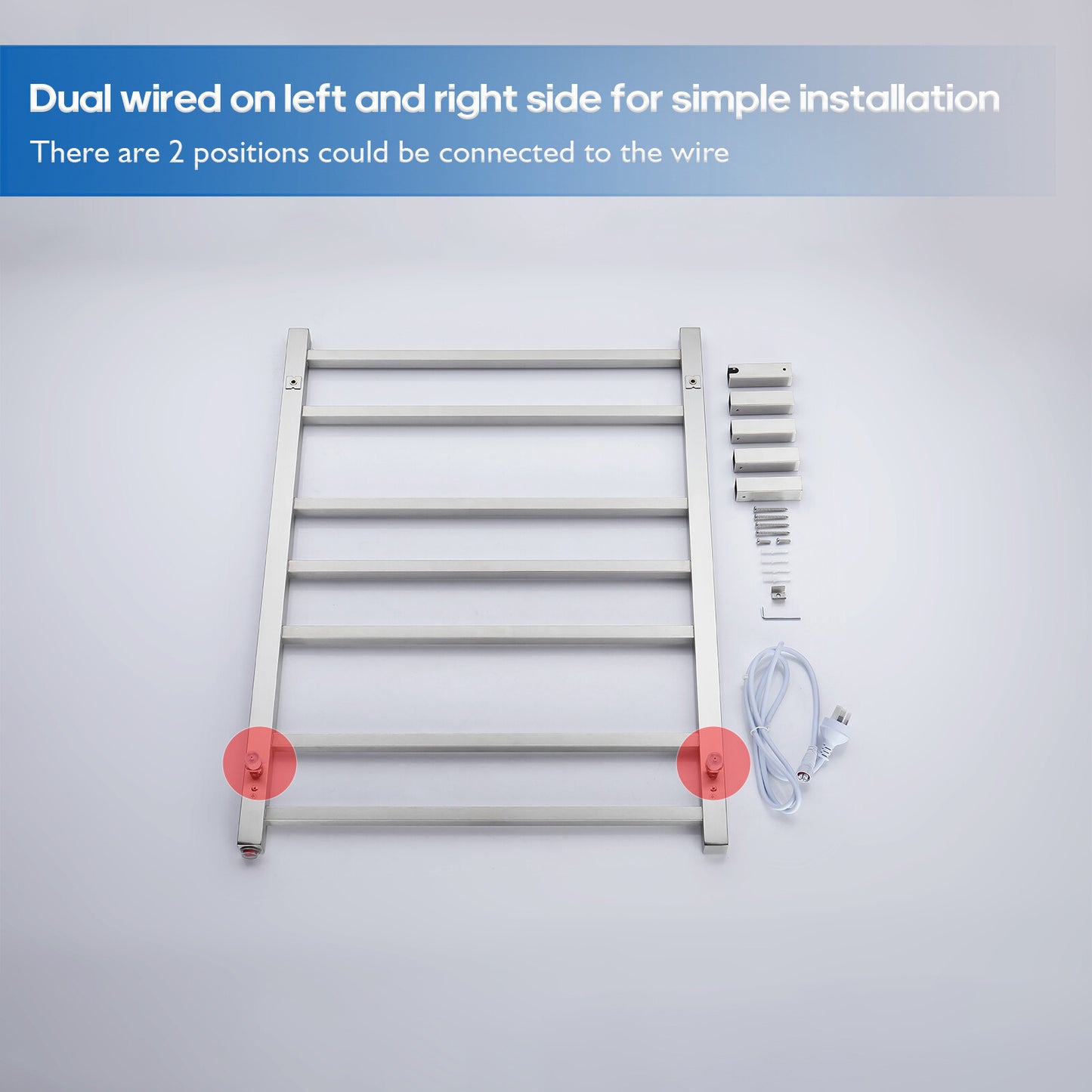Decaura Wall Mounted Heated Towel Rail 7 Bars 304 Stainless Steel Round/Square