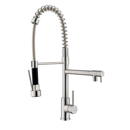 Decaura Kitchen Mixer Tap 2 Water Outlet Brushed Nickel 590mm high swivel Spout