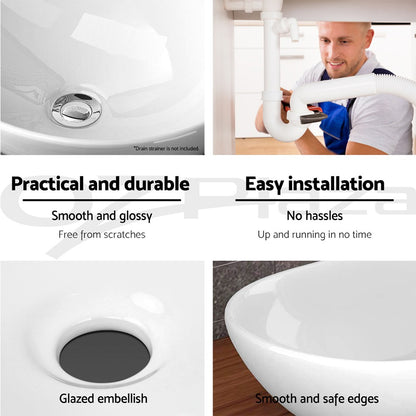 Cefito Ceramic Bathroom Basin Vanity Sink Above Counter Hand Wash Bowl White