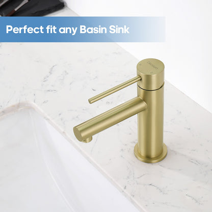 Decaura Bathroom Basin Mixer Tap Stainless Steel Round Chrome/Brushed/Black/Gold