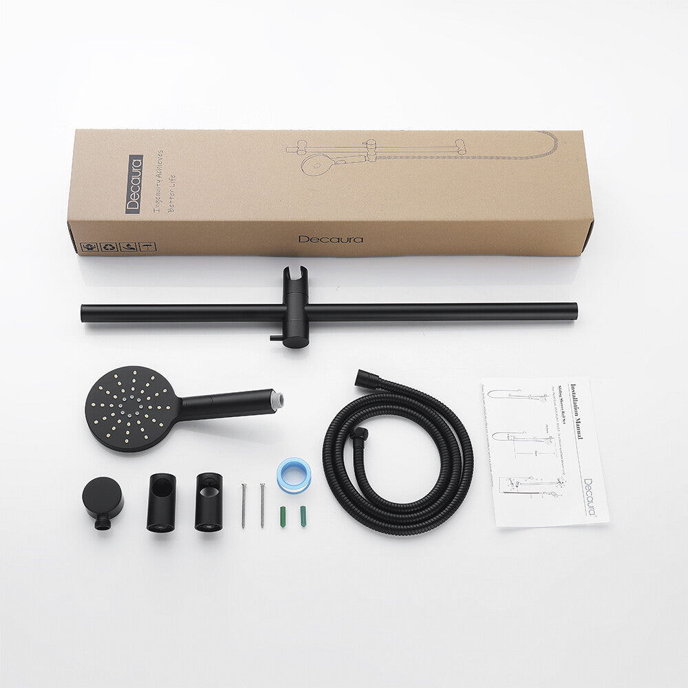 Decaura Shower Rail Set Black Hand Held Head On Sliding Bar Shower Mixer Tap