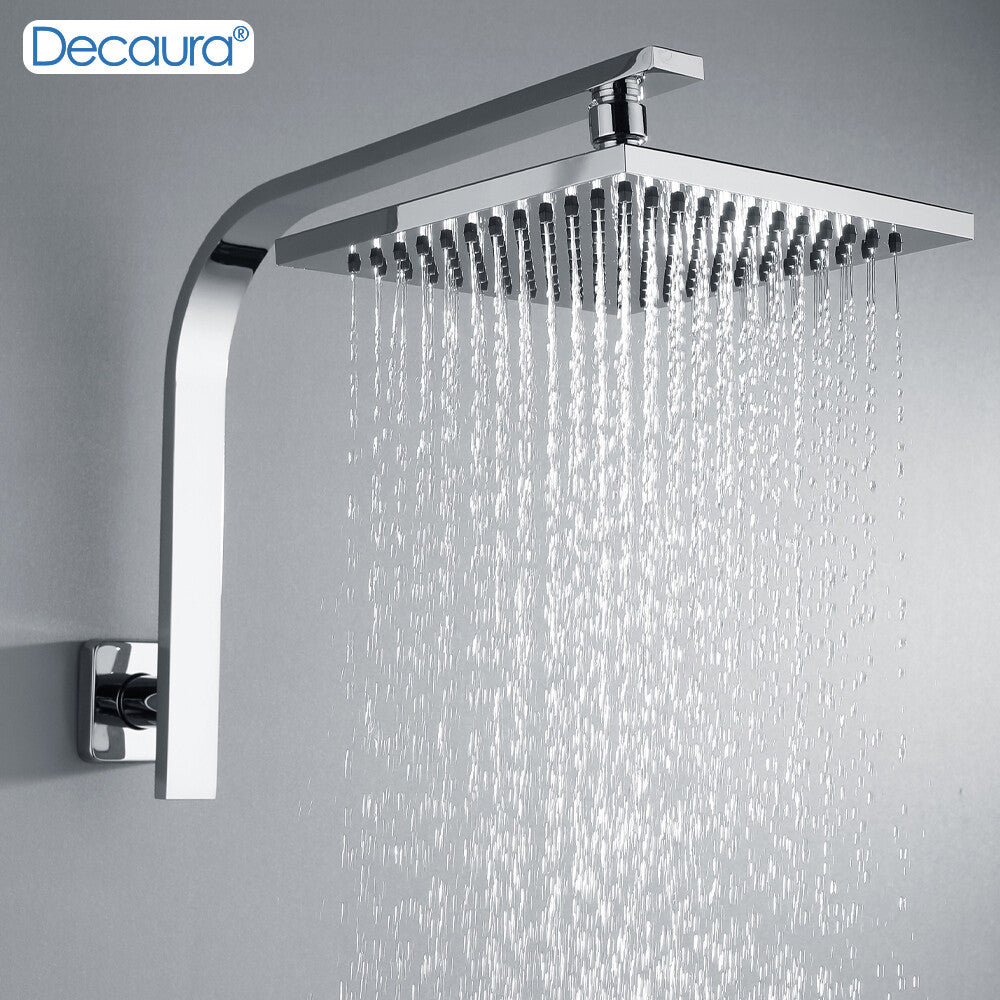 Decaura 8" Rain Shower Head Gooseneck Shower Arm Set Shower Mixer Tap Square
