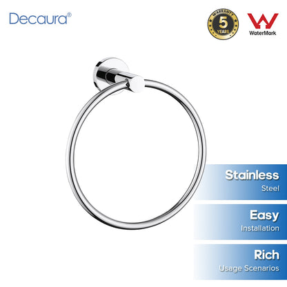 Decaura Bath Round SS304 Hand Towel Ring Rack Rail Holder Hanger Wall Mounted