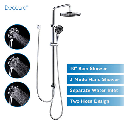Decaura 10" Rain Shower Head Set Chrome Round Gooseneck Shower Arm Wall Tapware