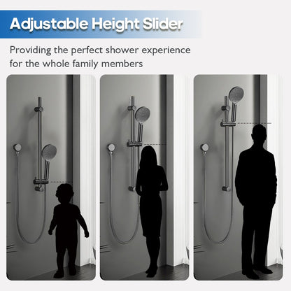 Decaura Brushed Gunmetal Hand Held Shower Head on Sliding Rail Set 3-Mode Spray