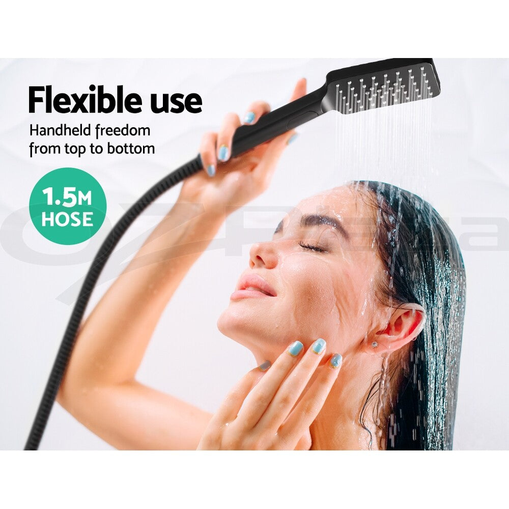 Cefito Shower Head Set 8" Rain Shower Head 2 in 1 High Pressure Brass Black