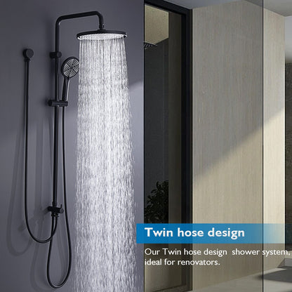 Decaura 10" Rain Shower Head Set Black with Separate Water Inlet Elbow