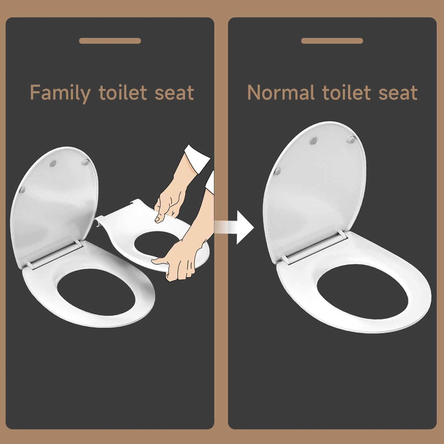 AQUATIZ Blue D-Shaped Family Toilet Seat with Built-in Potty Training Seat