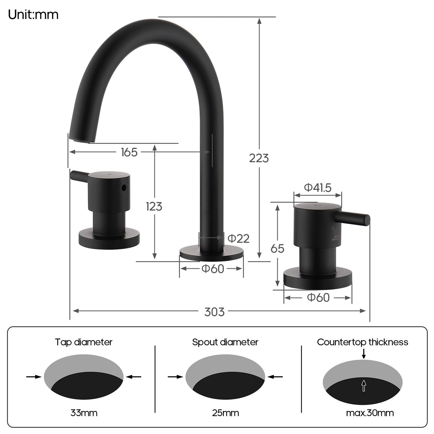 Decaura Basin Tap Set 1/4 Turn Swivel Spout Deck Mounted Gold/Black/Silver