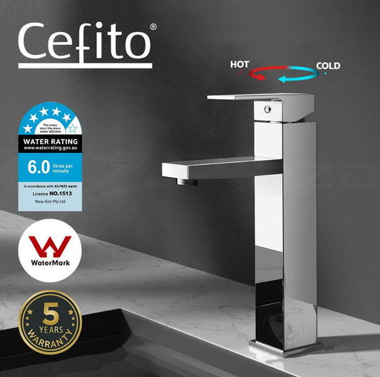 Cefito Bathroom Basin Mixer Tap Laundry Faucet Sink Swivel Silver