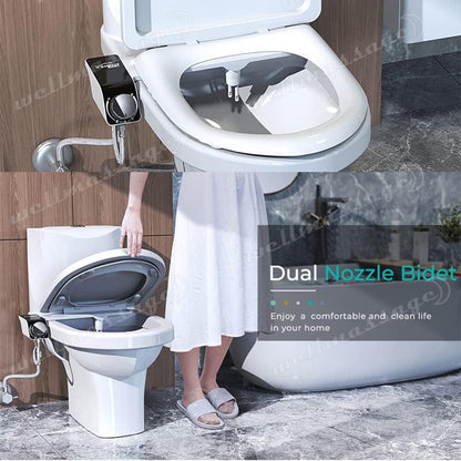 Hygiene Toilet Bidet Water Wash Clean Unisex Seat Attachment Sprayer Dual Nozzle