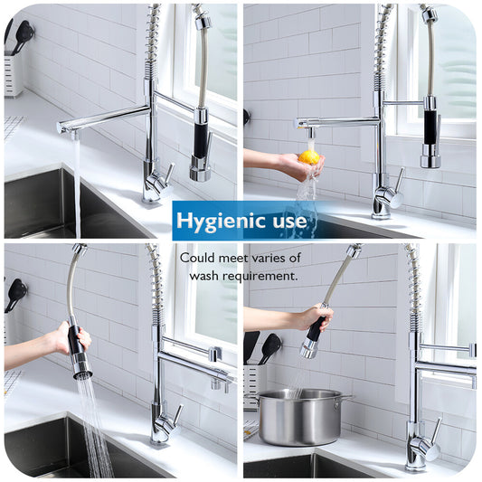 Decaura 590mm Tall Kitchen Sink Mixer Tap Pull Down 2-Way Water Outlet Swivel