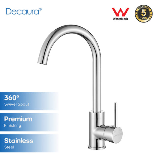 Decaura Kitchen Mixer Tap Sink Taps Laundry Faucet Chrome Swivel Gooseneck