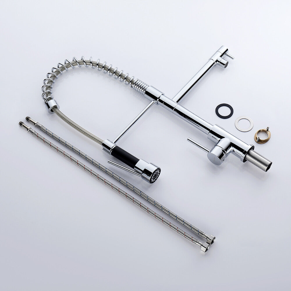 Decaura 590mm Tall Kitchen Sink Mixer Tap Pull Down 2-Way Water Outlet Swivel