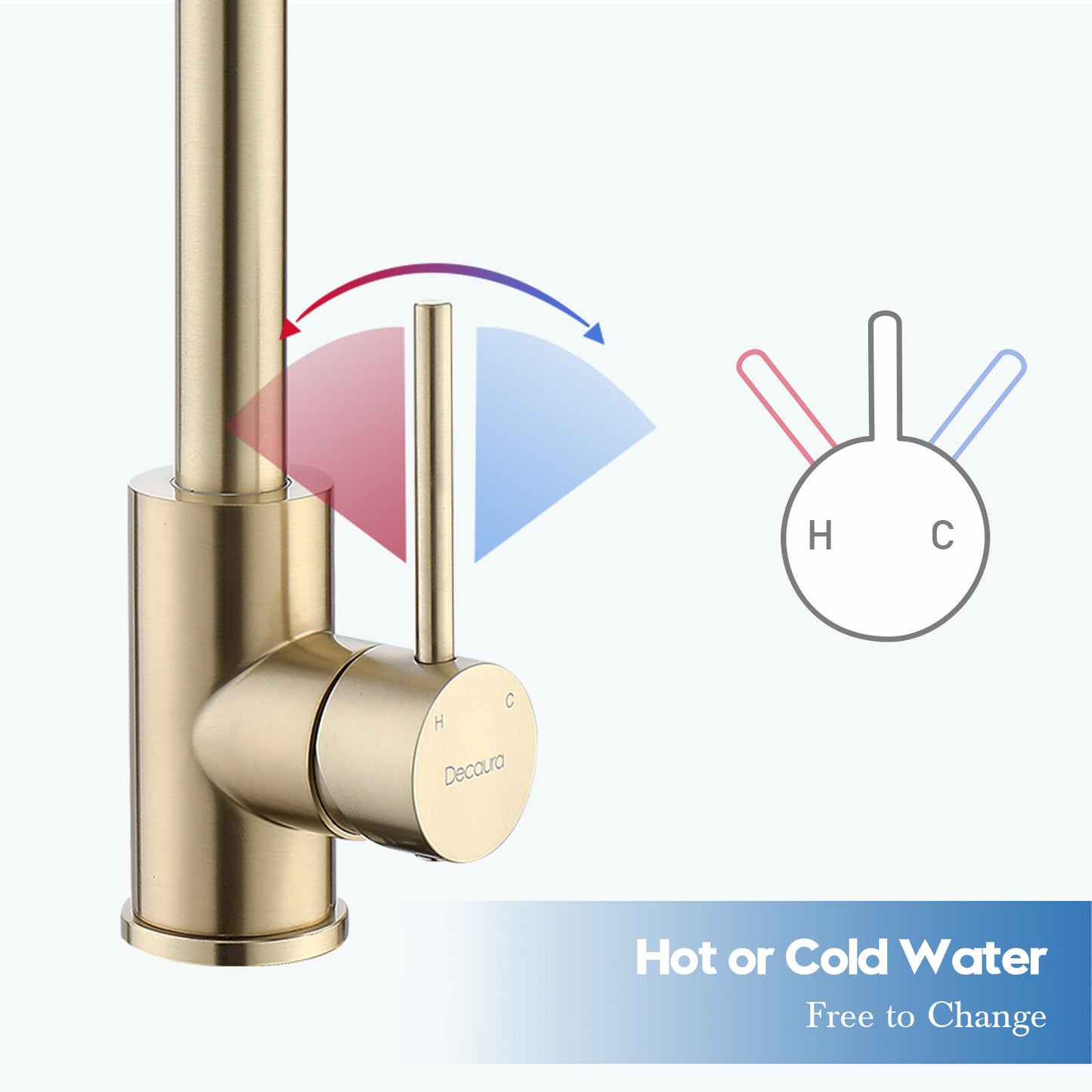 Decaura Kitchen Mixer Tap Brushed Gold Sink Faucet Swivel Arm