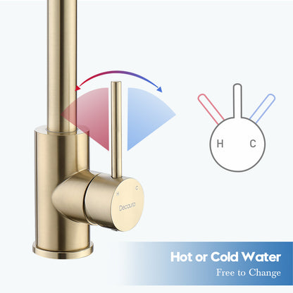 Decaura Kitchen Mixer Tap Brushed Gold Sink Faucet Swivel Arm