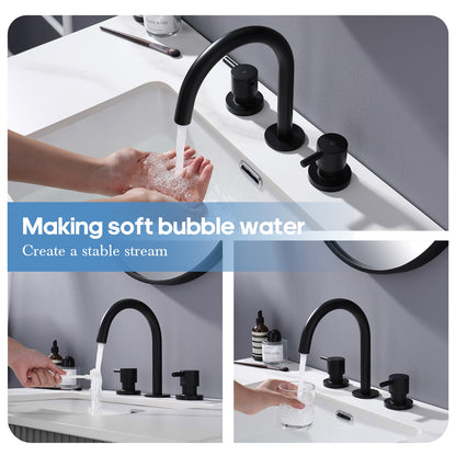 Decaura Black Basin Tap Set Two Handles 360° Swivel Spout and 1/4 turn Mixers