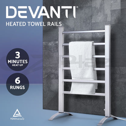 Devanti Electric Heated Towel Rail Rack Rails Freestanding Warm Aluminium Bar