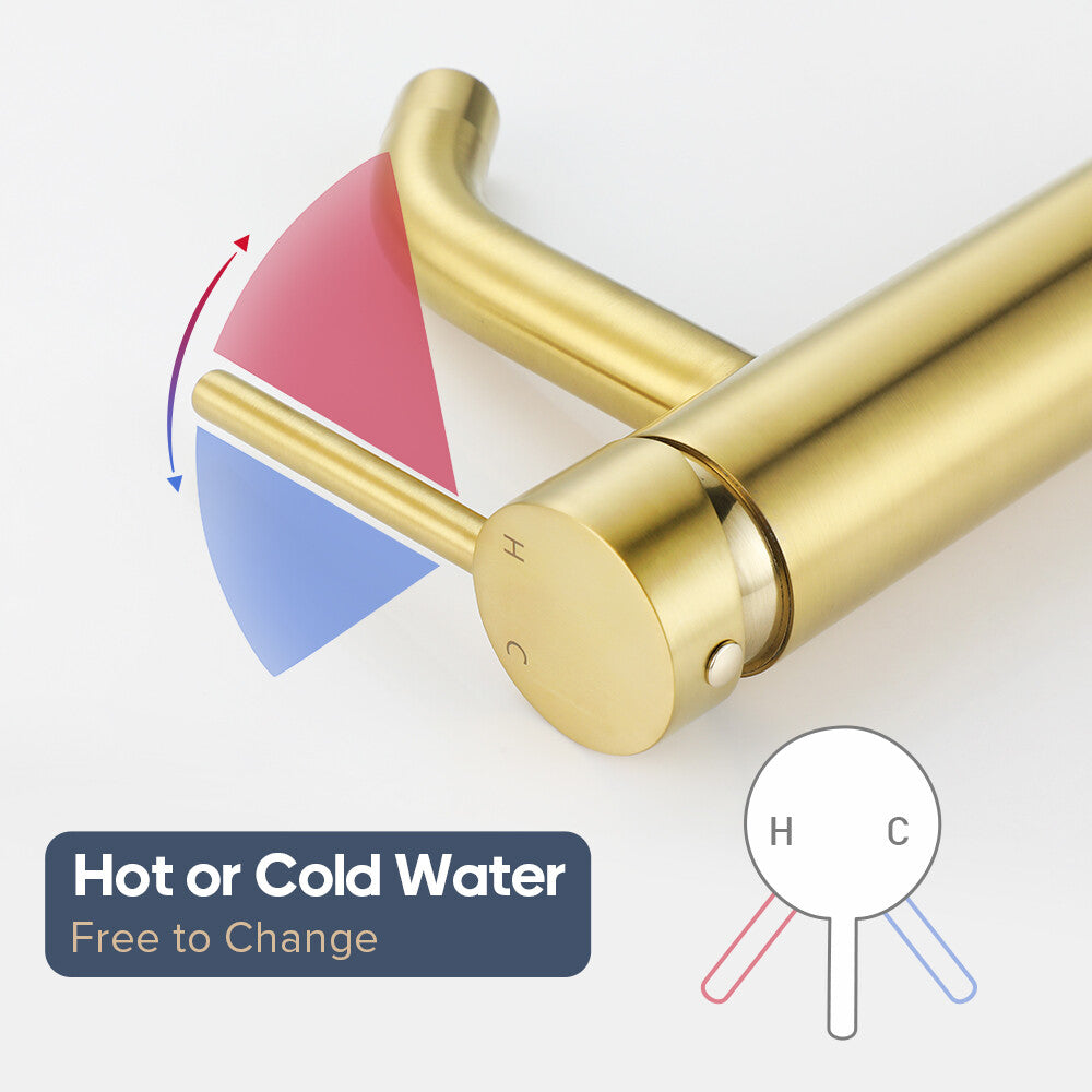 Decaura Brushed Gold Basin Mixer Tap and Pop Up Waste without Overflow Bathroom