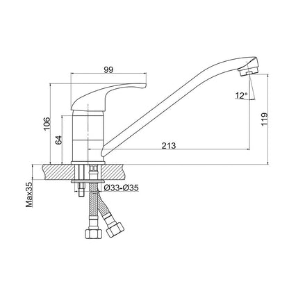 Decaura Laundry Mixer Tap Chrome Kitchen Sink Mixer Tap has swivel long Arm
