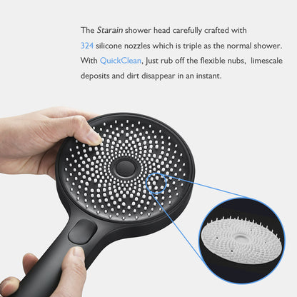 Decaura Round Hand Held Shower Head Black 3-Mode 130mm large Spray Bathroom
